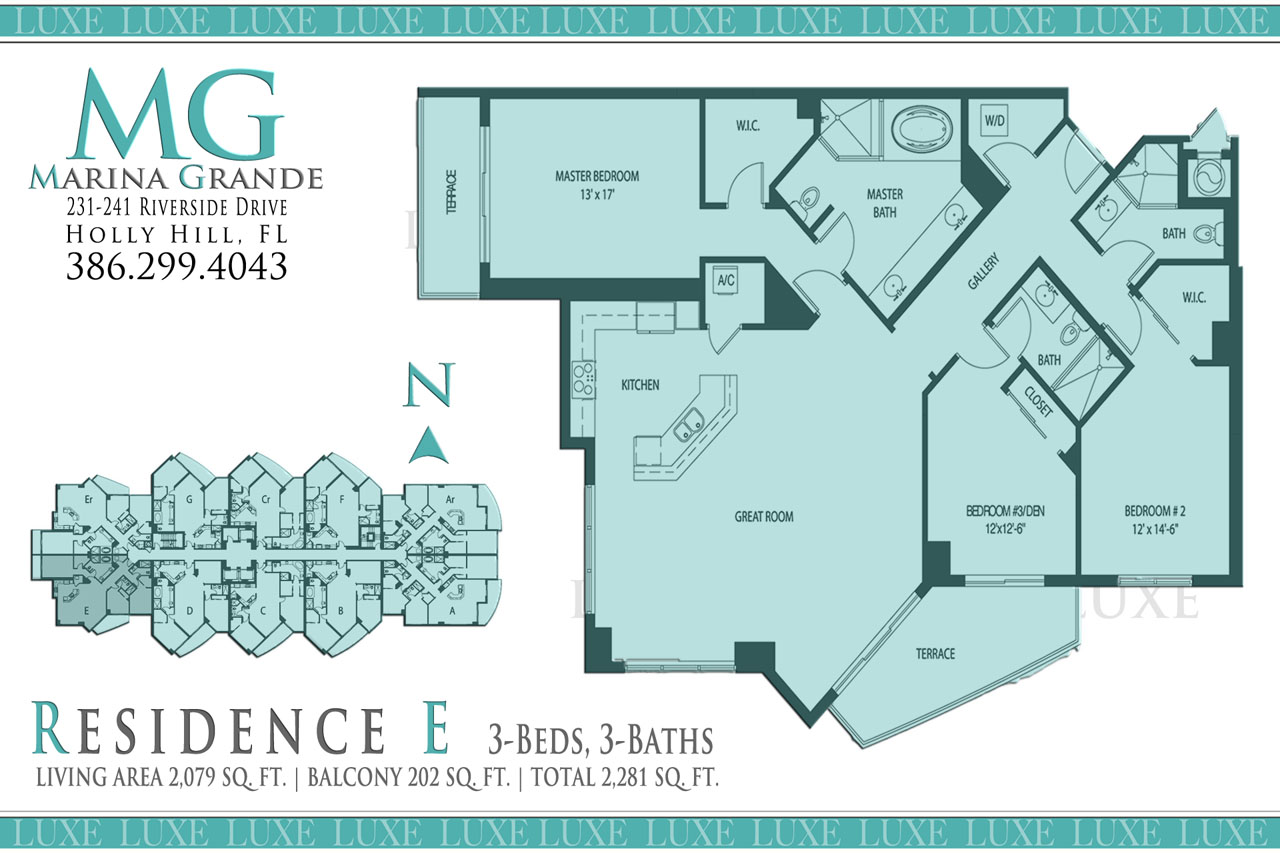 Marina Grande Condo Riverfront Floor Plan E Unit 09 - 231 241 Riverside Drive Holly Hill - The LUXE Group 386.299.4043